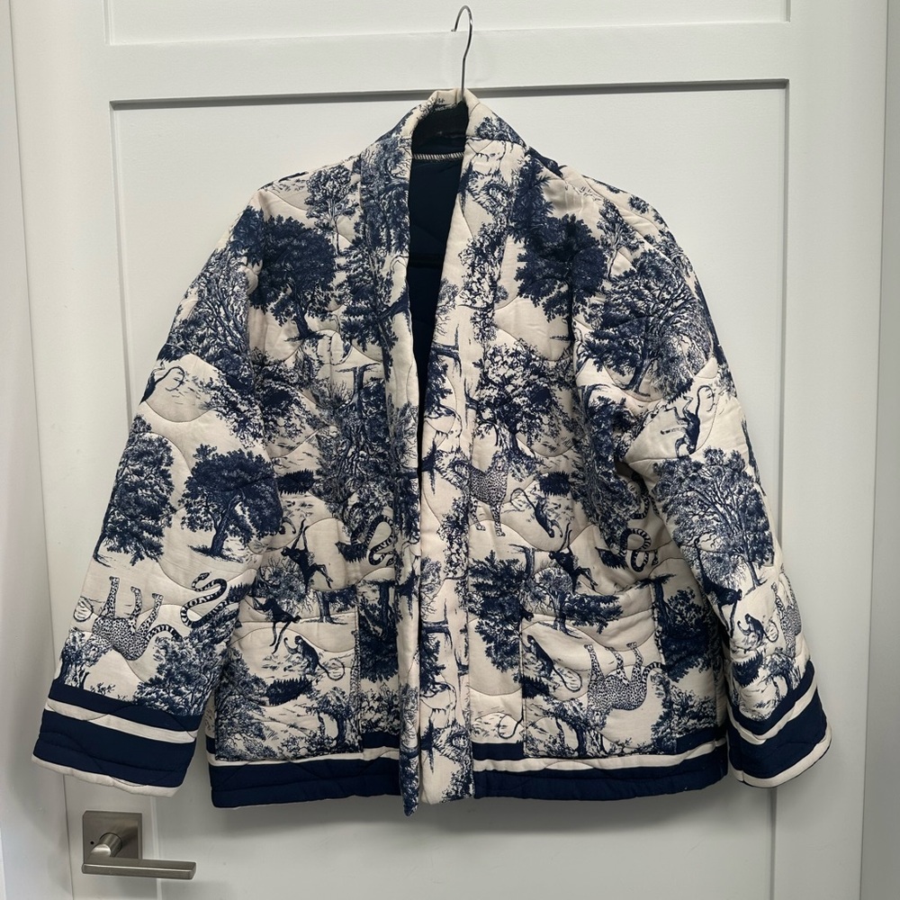 Blue and White Patterned Jacket